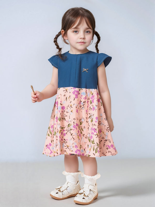 GIRL FLORAL PRINT CRINKLE FROCK