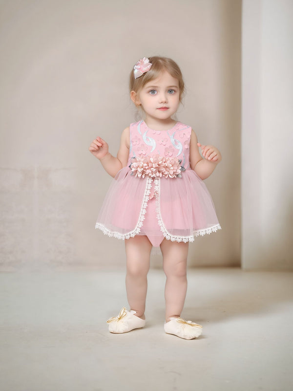 BABY GIRL FANCY FROCK 3D FLOWER