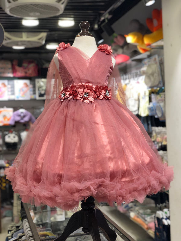BABY GIRL BUNCH TEA PINK FANCY FROCK | BABY GIRL FANCY FROCK