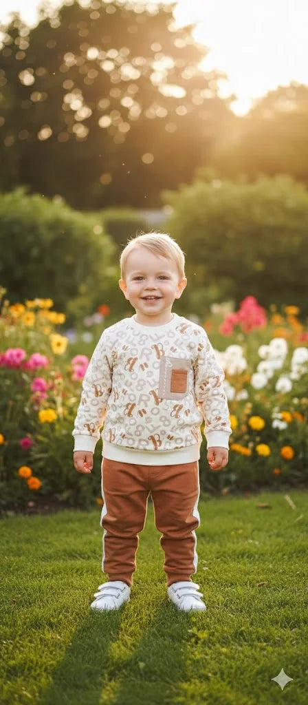 Baby Boy 2 Piece Suit – Alphabet Print | Jersey Cotton Outfit