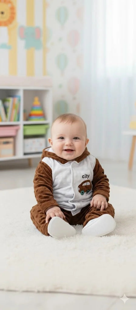 Infant Baby 2 Piece Hoodie Suit – Poppy Seed Design | Soft & Cozy Outfit