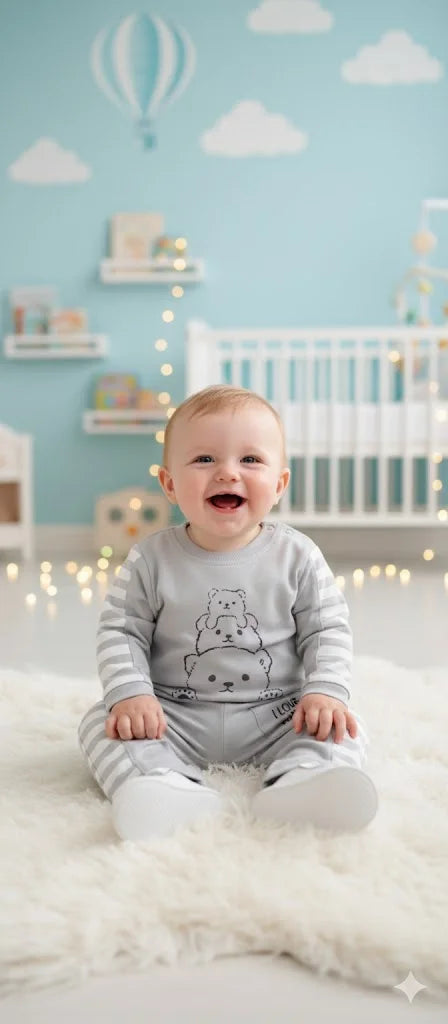Infant Baby 2 Piece Suit – Cute Bear Printed T-Shirt & Shorts Set