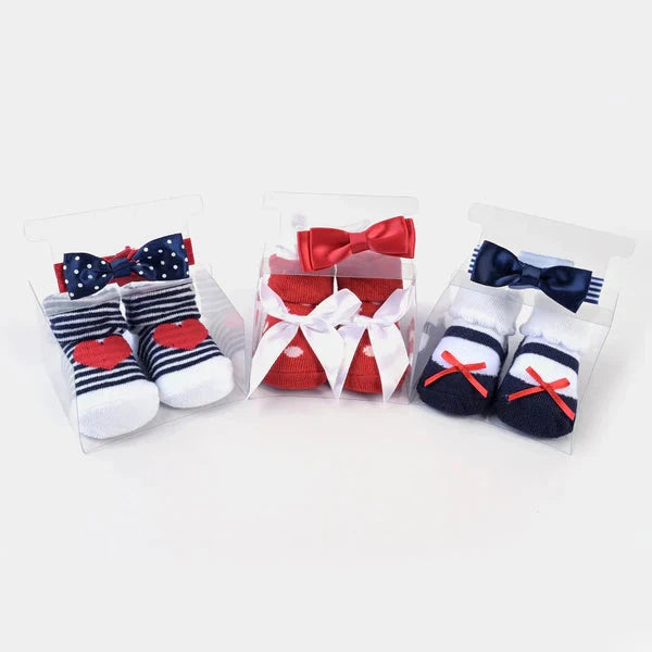 BABY GIRL SOCKS & HEADBAND PACK OF 3 GIFT SET | 0-12M+ FOOTWEAR MINI TEENS 
