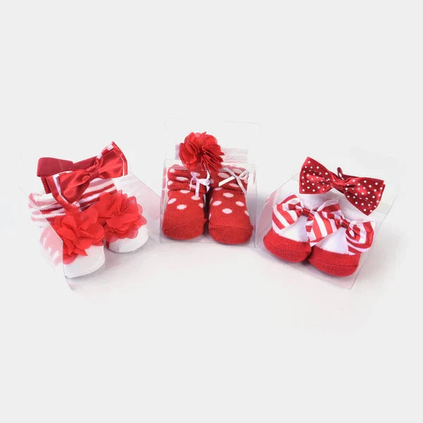 BABY GIRL SOCKS & HEADBAND PACK OF 3 GIFT SET | 0-12M+ FOOTWEAR MINI TEENS 