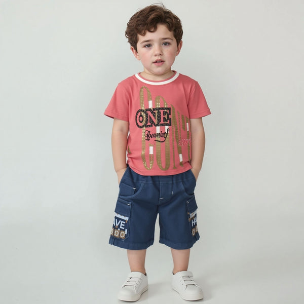boys 2-piece summer suit with One print shirt