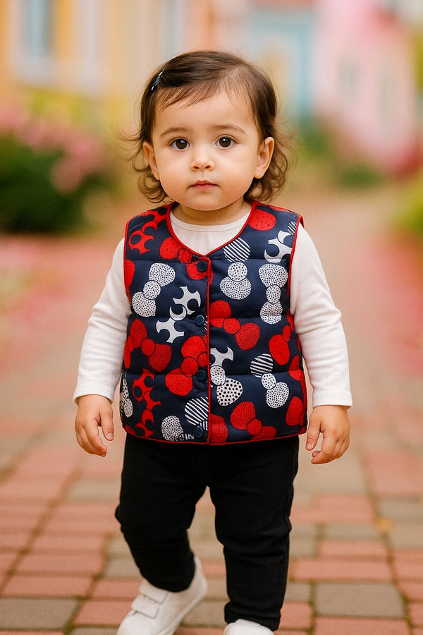 Baby Girl Sando Jacket Bow Print | Stylish & Comfortable Baby Jacket