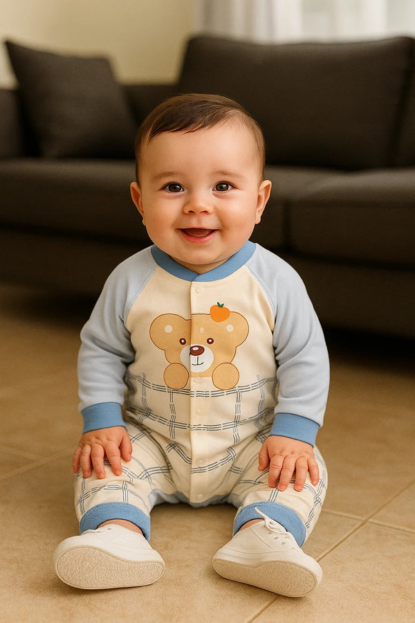 Baby Boy Fancy Romper – Cute Bear Design | Soft & Stylish One-Piece Outfit