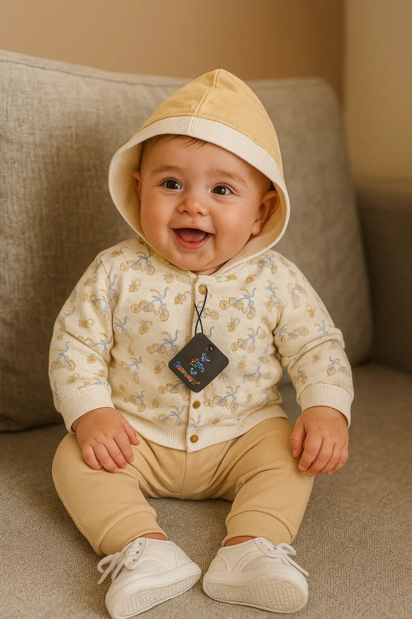 Baby Boy 3 Piece Suit – Cycle Print | Bodysuit, Shirt & Trouser Set