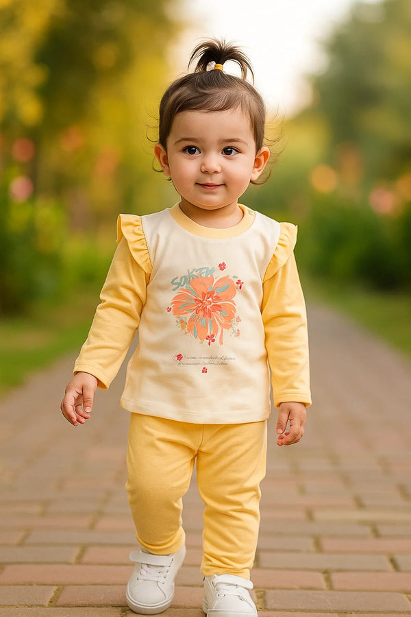 Baby Girl 2 Piece Suit – Floral Printed Top & Trouser Set