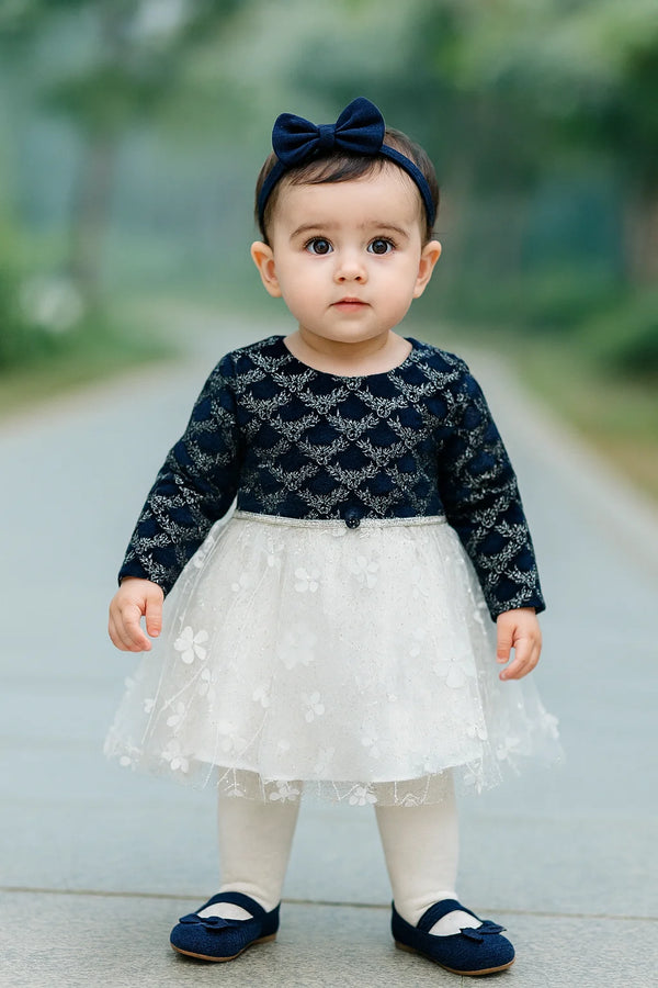 Baby Girl Fancy Flower Frock – Velvet Party Wear Dress | New Arrivals