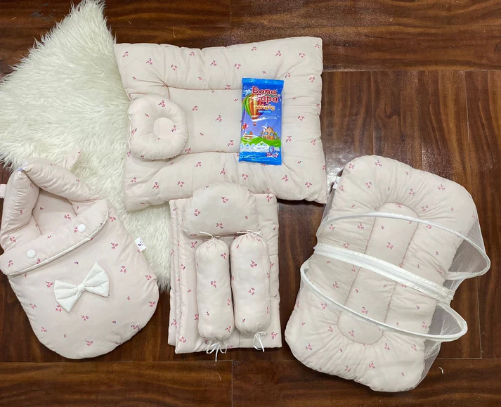 Baby 8 Pieces Bed Set - Pink Flower