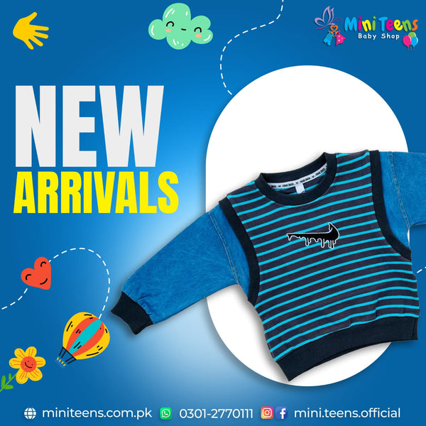 BABY BOY SWEAT T-SHIRT DENIM SLVS | BOY SWEAT T-SHIRT WINTER COLLECTION 7891
