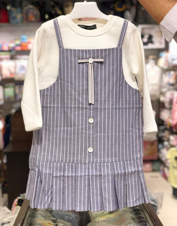 BABY GIRL COTTON WITH FLEECE FROCK GREY LINING 8006