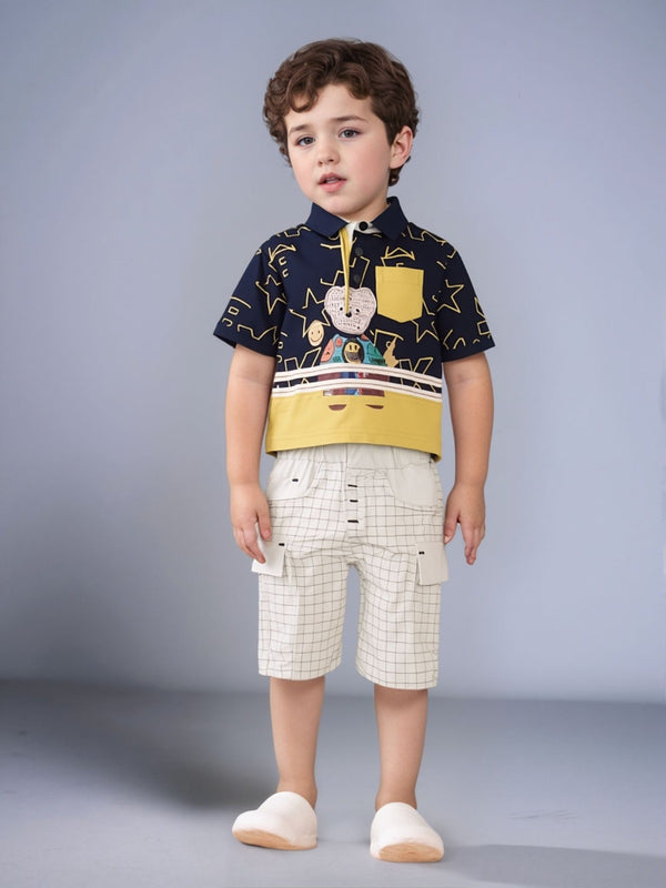 BOY BEAR PRINT 2PCS SUIT
