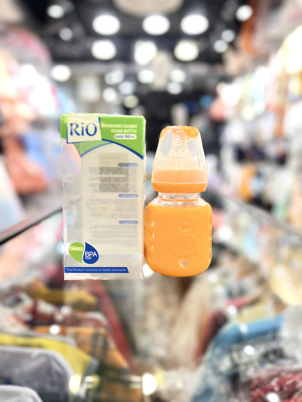 Rio Feeder Bottle Dot 60ML | Glass Baby Feeding Bottle with Silicone Cover | BPA-Free