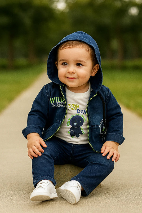 Baby Boy 3 Piece Hoodie Suit | Winter Outfit Set (Hoodie, Inner & Pant)