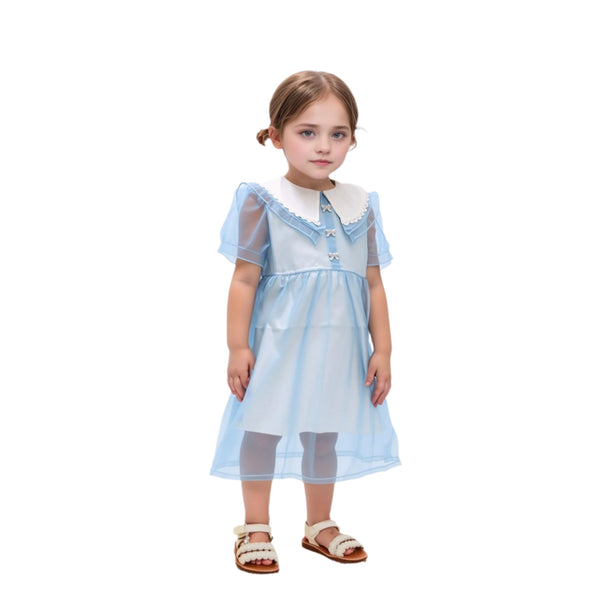 Girl Collar Frock – Elegant Cotton Dress for Kids