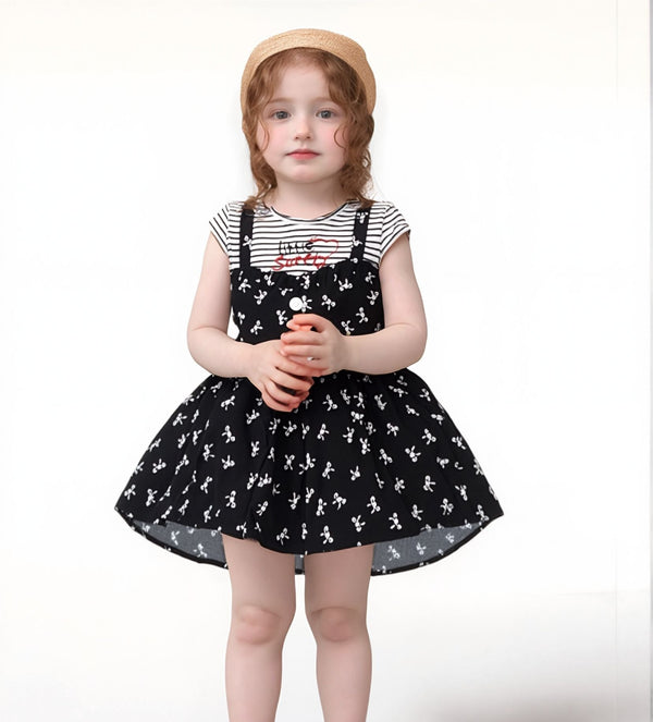 GIRL CASUAL FROCK BOW PRINT