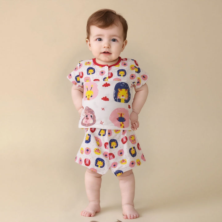 baby multi print 2-piece cotton night suit