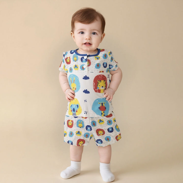 baby multi print 2-piece cotton night suit