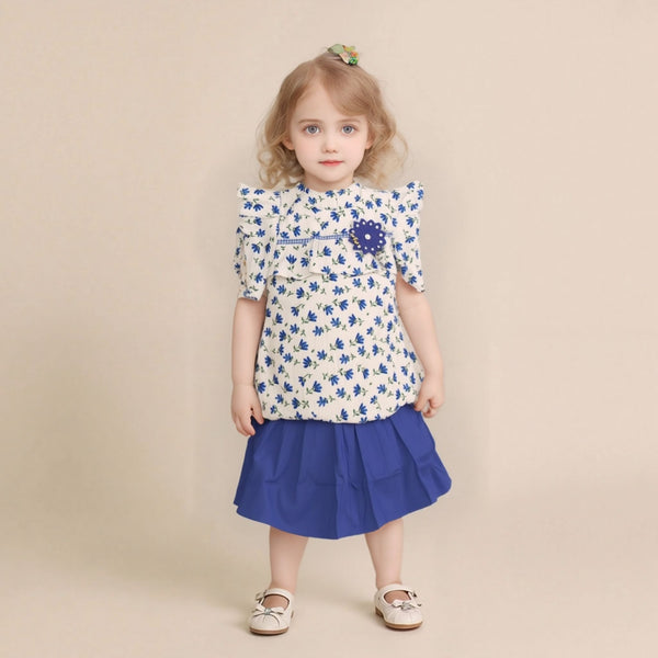Girl Flower Print 2-Piece Skirt Suit | Stylish Outfit
