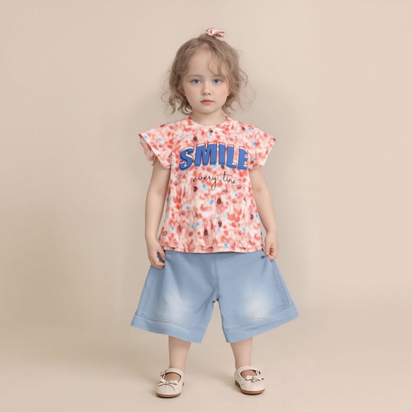 Baby Girl 2-Piece Suit – Smile Design | T-Shirt & Trouser Set