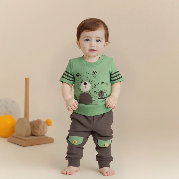 Baby 2-Piece Track Suit – Cute Bear Design | Comfortable Outfit for Boys & Girls