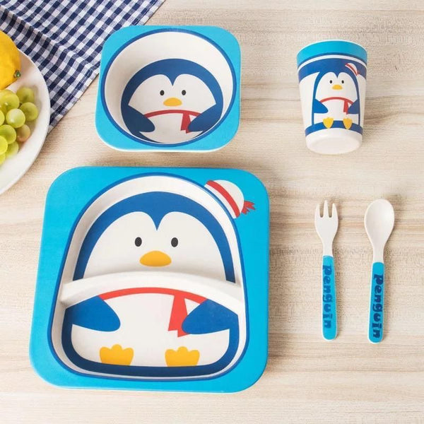 BABY 5PCS TABLEWARE SET Feeding Bottle's & Sippers MINI TEENS Penguin 