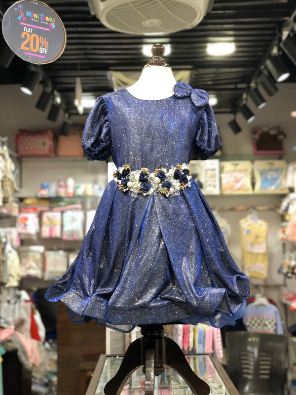 BABY GIRL MOON LIGHT BLUE FANCY FROCK | BABY GIRL FANCY FROCK