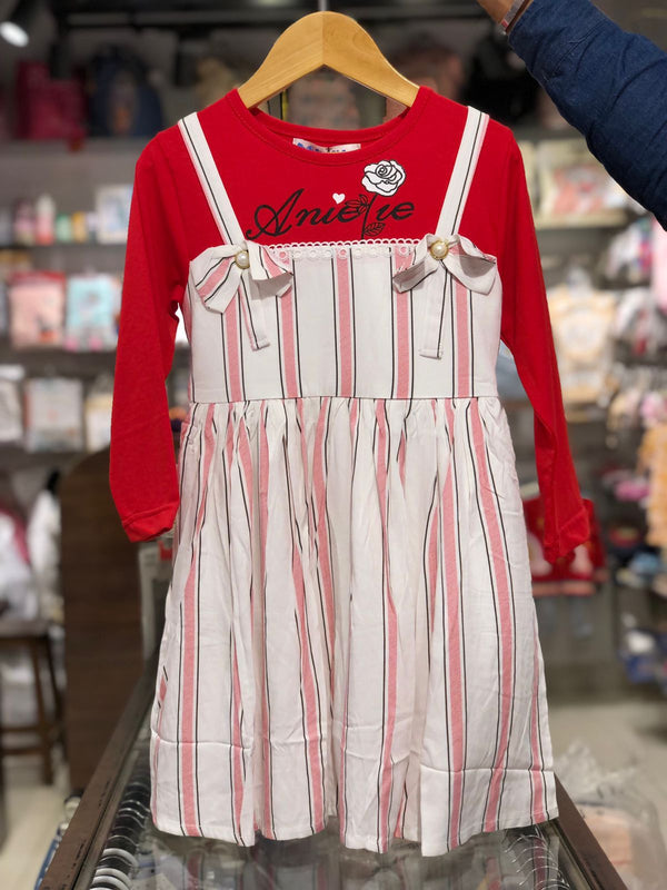 BABY GIRL COTTON FROCK RED LINING 9920