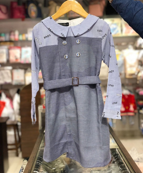 BABY GIRL COTTON FROCK BLUE CHECK 8151
