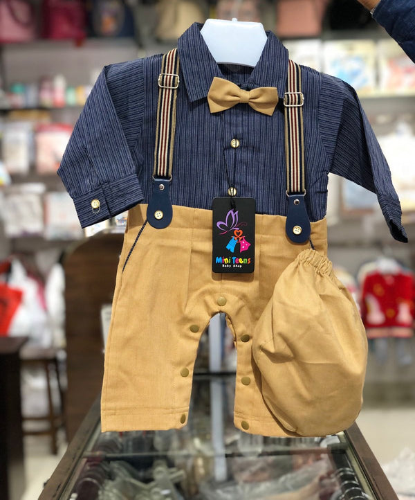 BABY BOY 3 PIECE FORMAL ROMPER D.GREY LINING | BOY FANCY GALLIS ROMPER WINTER COLLECTION