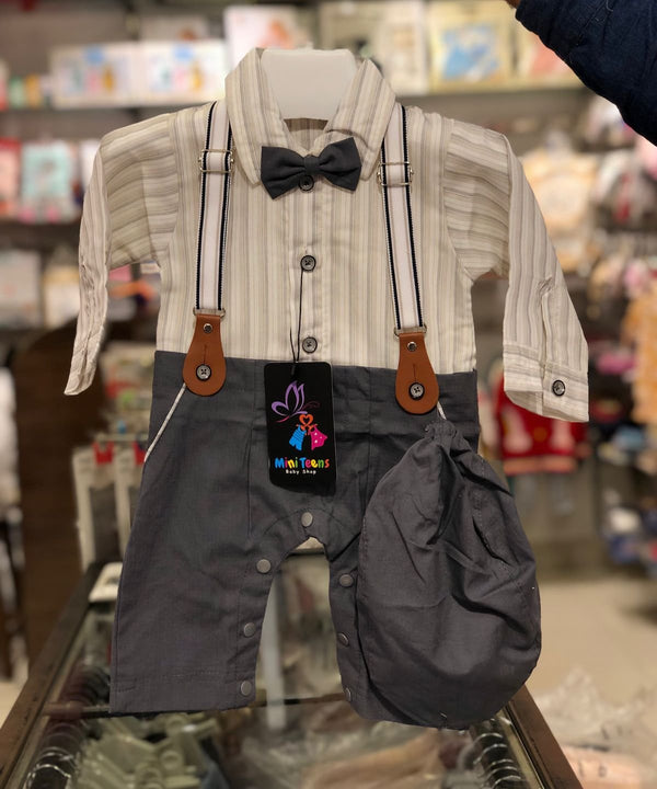 BABY BOY 3 PIECE FORMAL ROMPER LIGHT GREY LINING | BOY FANCY GALLIS ROMPER WINTER COLLECTION