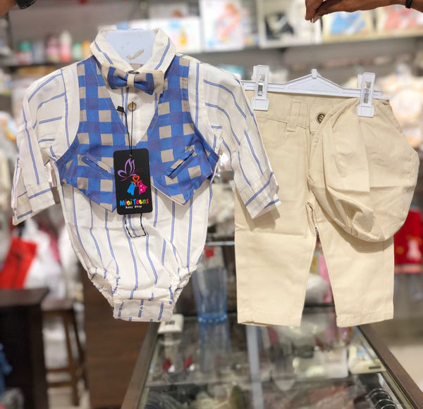 BABY BOY 3 PIECE FANCY SUIT L.BLUE CHECK | BOY FANCY 3PCS SUIT WINTER COLLECTION