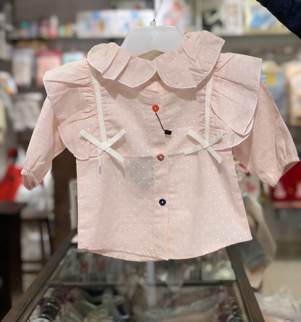 BABY GIRL COTTON TOP PINK POLKA DOT 9859