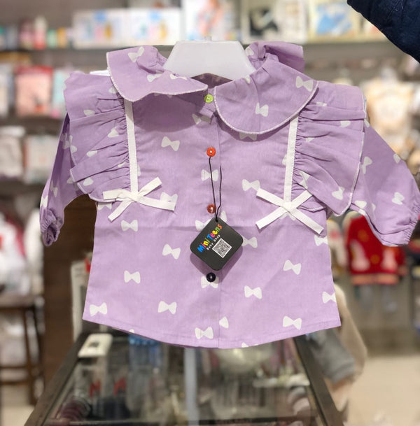 BABY GIRL COTTON TOP PURPLE BOW 9860
