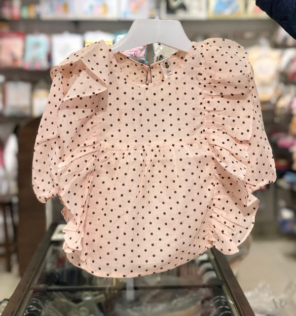 BABY GIRL COTTON TOP PINK POLKA DOT 9890