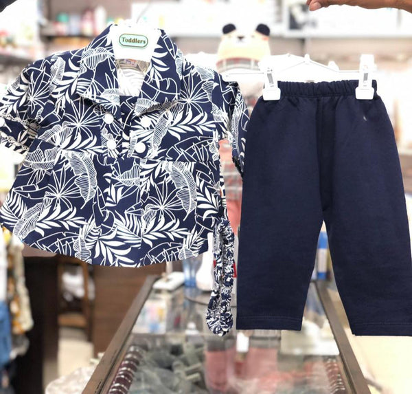 BABY GIRL 3 PIECES FROCK SUIT | NAVY BLUE FLORAL