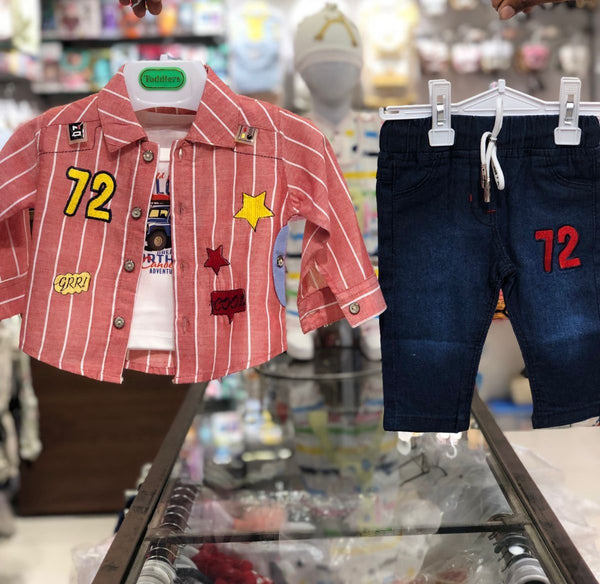 BABY BOY 3 PIECES FANCY SUIT | YELLOW & RED LINING