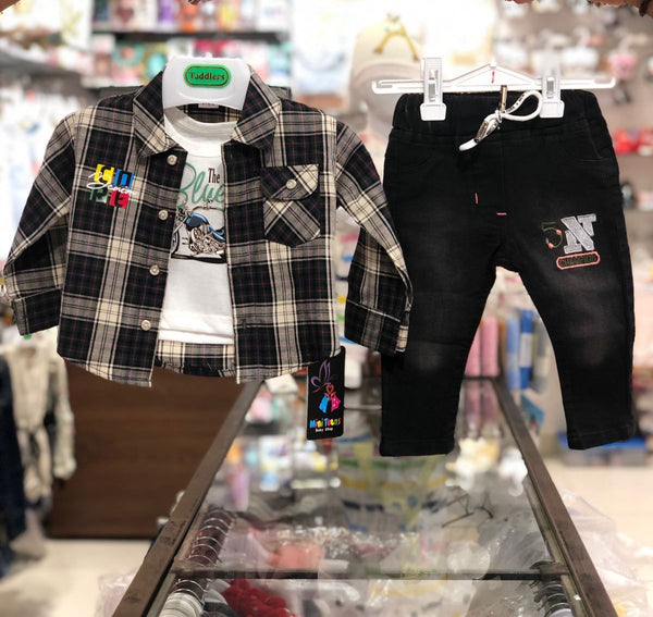 BABY BOY 3 PIECES FANCY SUIT | BLACK CHECK