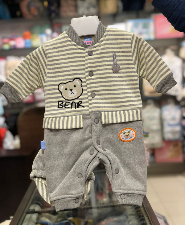 INFANT 2 PIECES ROMPER BEAR LINING 0-3 MONTHS | INFANT BABY BOY ROMPER WINTER COLLECTION