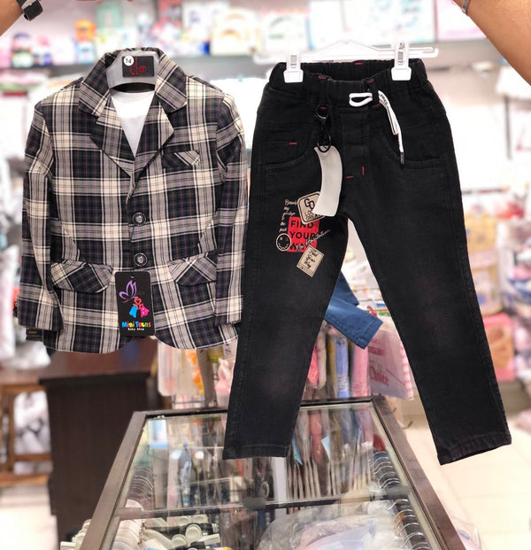 BOY 3 PIECES FANCY SUIT BLACK CHECK | BOY FANCY 3 PIECES SUIT WINTER COLLECTION