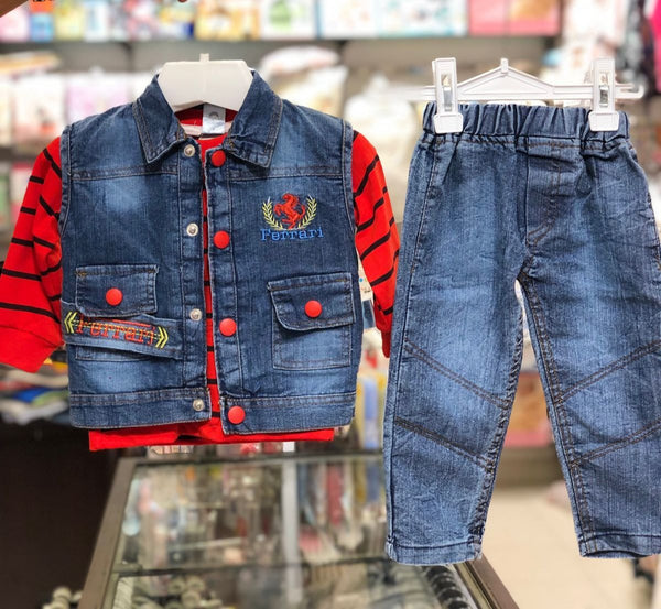 BABY BOY 3 PIECES DENIM SUIT MULTI | BABY BOY FANCY 3 PIECES SUIT WINTER COLLECTION