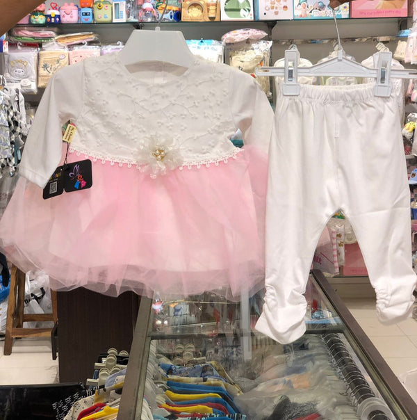 BABY GIRL 2 PIECES FANCY FROCK | INFANT BABY FANCY FROCK WINTER COLLECTION
