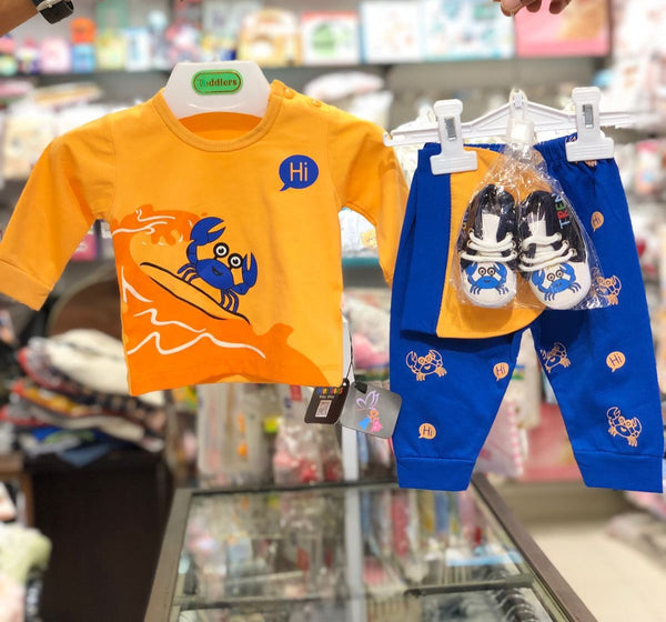 INFANT BABY BOY 4 PIECES TRACK SUIT CRAB | BOY TRACK SUIT WINTER COLLECTION