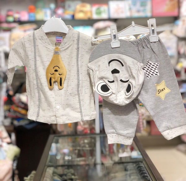 INFANT UNISEX 3 PIECES SUIT 0-3 MONTHS TEXTURE | INFANT WINTER COLLECTION