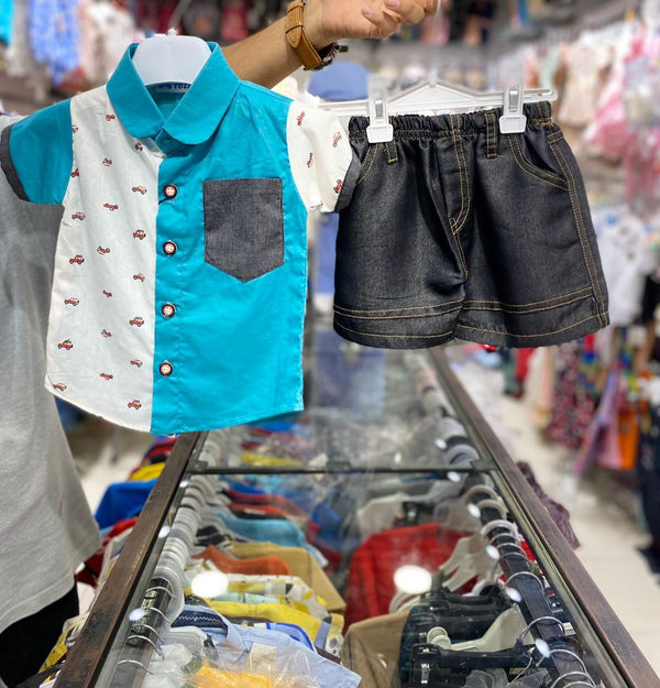 BABY BOY 2 PIECES COTTON SUIT CAR PRINT | BABY BOY CASUAL 2 PIECES SUIT 8647