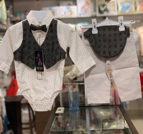 BABY BOY 3 PIECE FANCY SUIT D.GREY CHECK | BOY FANCY 3PCS SUIT WINTER COLLECTION