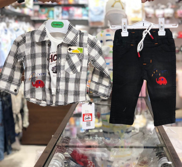 BABY BOY 3 PIECES FANCY SUIT | BLACK & WHITE CHECK