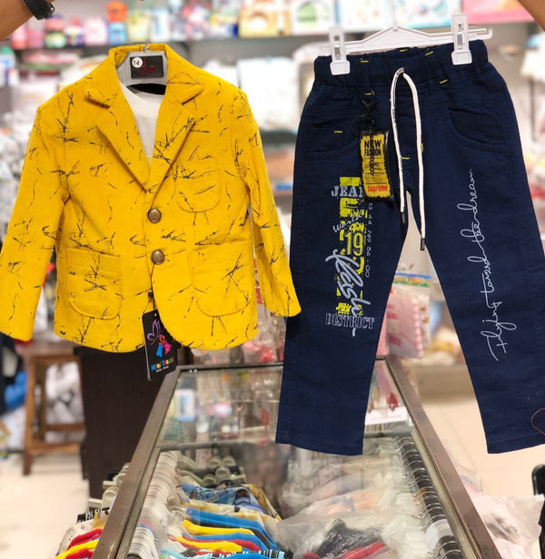 BOY 3 PIECES FANCY SUIT COTRAI YELLOW | BOY FANCY 3 PIECES SUIT WINTER COLLECTION